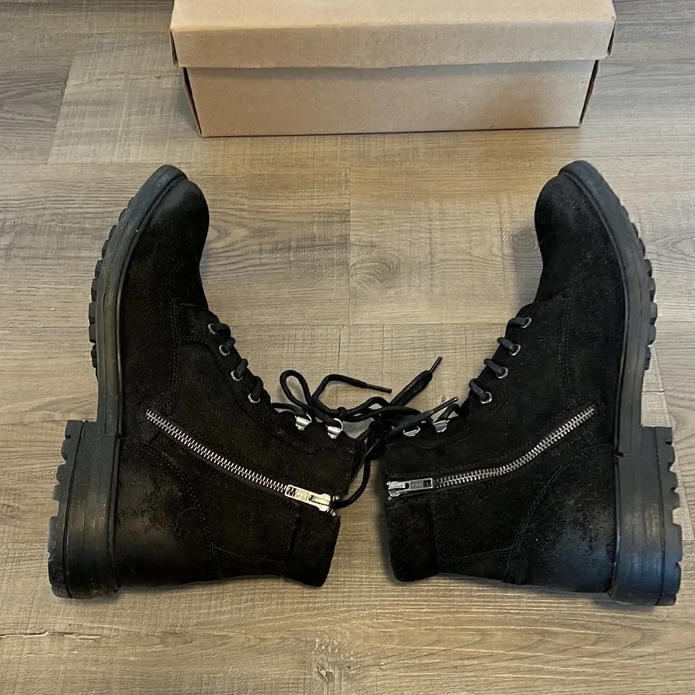 Steve Madden Brad Black Suede Moto Boot Men's Size 12 NEW